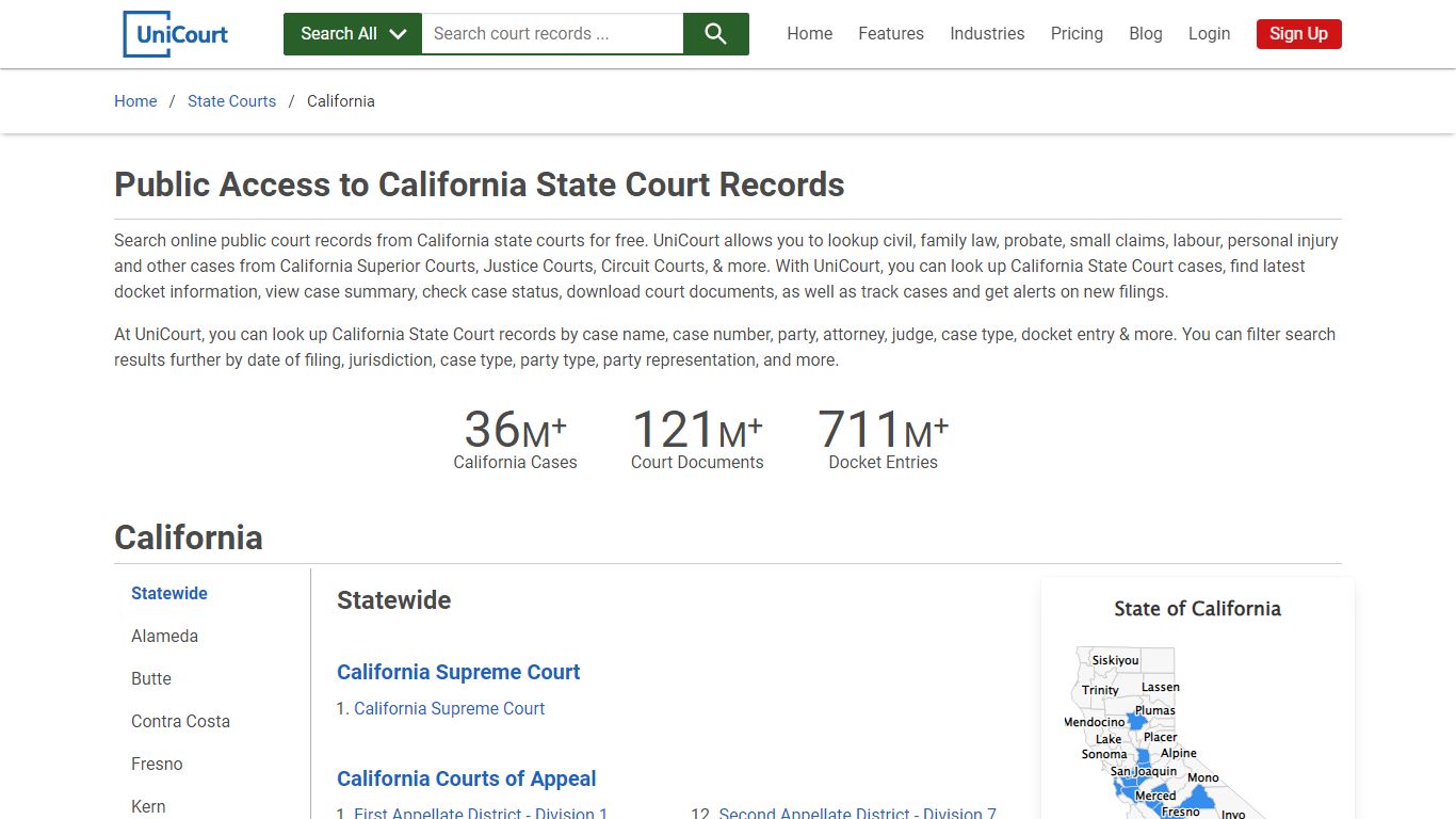 California State Court Records - UniCourt